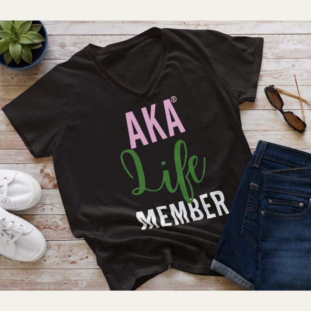 AKA Life Member Original T Shirt V Neck NL Greek
