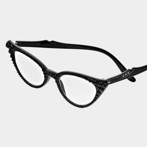 Jet Black Bling Cateye Readers