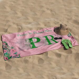 Puerto Rico Pink and Green Beach Towel