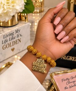 AKA Golden Soror Gold Bling Bracelet on Hand Model