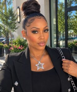 AKA Bling Star Necklace (Silver) on Model Sidewalk Selfie Closeup